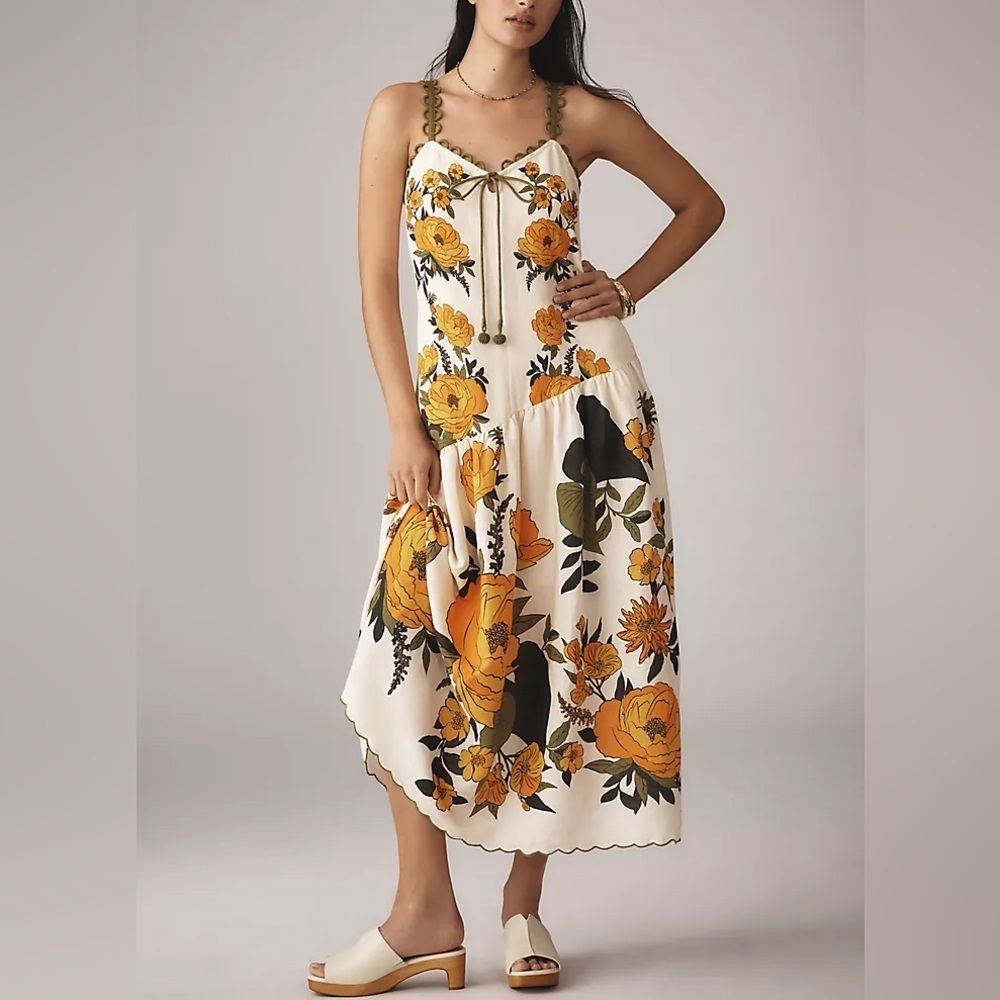 Farm Rio x Anthropologie Sleeveless V-Neck A-Line Maxi Dress Size M